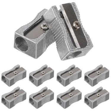 Imagem de Apontador de lápis de metal portátil com 10 peças, afiador de lápis , liga de alumínio, metal, 1 furo, aço, retangular, pequenos apontadores ( )
