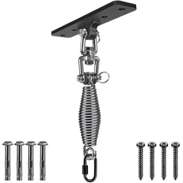 Imagem de Dolibest Gancho giratório, saco de pancadas, gancho de teto, suporte de boxe resistente, giratório 360 com mosquetão e mola de 4,5 mm para pendurar saco pesado, cadeira de rede, suporte de viga de