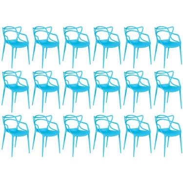 Imagem de Kit 18 Cadeiras De Jantar Allegra Design Empilhável - Azul