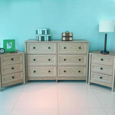 Imagem de Cômoda 6 Gav+2 Mesas de Cabeceira Ditália DM-217 DM-111 Cozy, Carvalho