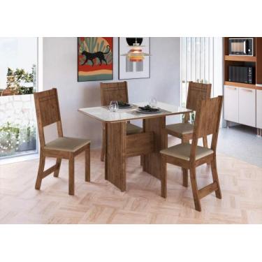 Imagem de Conjunto Sala de Jantar Fidelitá Atenas 110cm Com 4 Cadeiras Noce/Off-