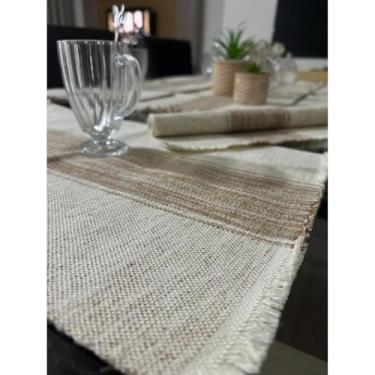 Imagem de Conjunto de 7 peças de corrida de mesa de algodão com 6 almofadas e 1 trilho de mesa perfeito para jantares e reuniões de família(JGAM02)