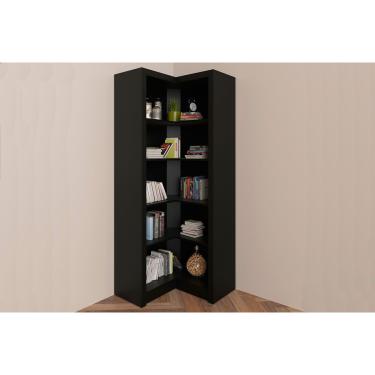 Imagem de Estante Livreiro Solteiro ME4132 de Canto c/ 4 Prateleiras Preto - Tecno Mobili