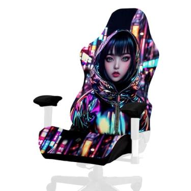Imagem de Capa de cadeira de jogos, estilo Cyberpunk legal alta elasticidade macia fácil de instalar capa de assento para cadeira de jogos com capa de apoio de braços - sem cadeira (G)