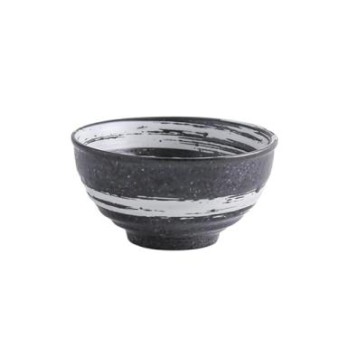 Imagem de 2 peças/tigela de arroz doméstica de cerâmica estilo japonês de 11,4 cm, tigela de sopa de sobremesa simples para lanche - pincel branco