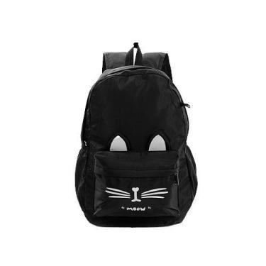 Imagem de Mochila Escolar Juvenil Feminina de Gatinho Preto Costas - Toys 2U