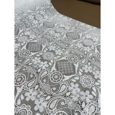 Imagem de Toalha de Mesa Plástica Rendada - Corte RETO 1 mt - Leia descrição Toa