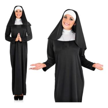 Imagem de Fantasia Vestido Freira Adulto + Véu Festa Cosplay Halloween - D Prese