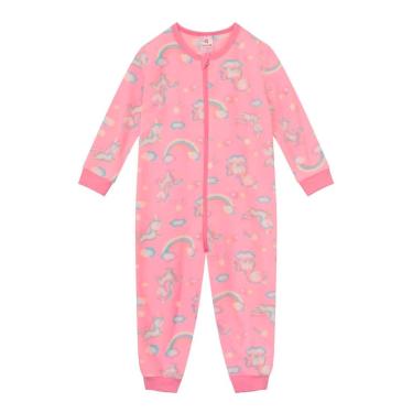 Imagem de Macacão pijama infantil de dinossauro Brandili Rosa