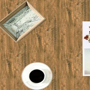 Imagem de Papel de parede autoadesivo de PVC de grão de madeira retrô 3D, materiais de construção, sala de estar, bar, café, fundo, parede, móveis, renovação, adesivos, grão de madeira retrô 45 * 300 cm