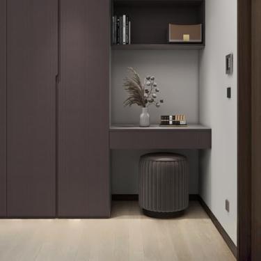 Imagem de ESSMOKO Adesivo decorativo de papel de parede de grão de madeira autoadesivo de PVC espesso à prova d'água e anti-incrustante adesivo de móveis cinza escuro madeira de seda 40 * 500 cm