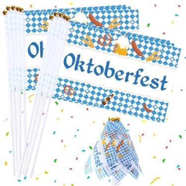Imagem de Outus 30 Pçs Bandeiras Oktoberfest Bastão Decorações Bávaras Pequenas Mini Bandeiras Portáteis Festival de Cerveja Alemã Decorações de Festa para Oktoberfest Cerveja Festa Interior Exterior