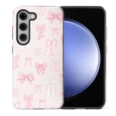 Imagem de ilikediy Capa para Samsung Galaxy S23 Plus, HL2 Coquette Pink Ribbon Bow Hybrid 2 Layer Hard Shell Silicone Protective Pattern Design Case