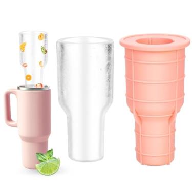 Imagem de Molde de bandeja de gelo para copo Stanley de 850 g - 1,134 g, molde de gelo de cilindro oco de silicone multifuncional para copos Stanley, bandeja de gelo de fácil liberação para suco, café, uísque