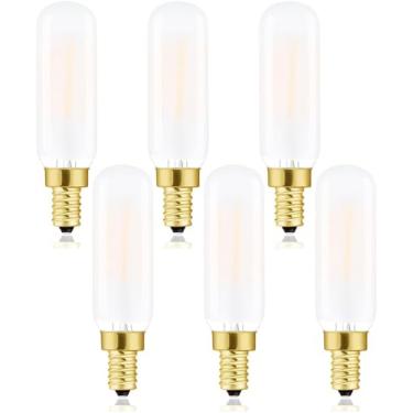 Imagem de Lâmpada LED T6, lâmpadas Edison reguláveis T6.5 E12 Edison branco macio 3000K, vidro fosco, 250 lm, lâmpadas incandescentes candelabro de 25 W equivalente a lâmpada vintage de filamento de LED com