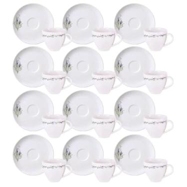 Imagem de Conjunto 12 Xícaras de Porcelana com Pires 100ml Tramontina Lilla Café Mesa Posta