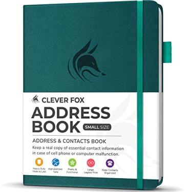 Imagem de Clever Fox Livro de endereços com abas alfabéticas – telefone de couro PU e agenda de endereços para manter contatos seguros, diário organizador de contatos, tamanho pequeno (10 cm x 14 cm), capa