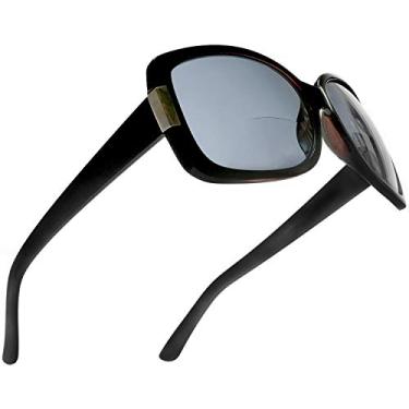 Imagem de SAMBA SHADES Óculos de sol de leitura bifocais embutidos para mulheres Jackie O Fashion Reader óculos de sol, Preto, Large