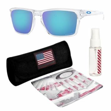 Imagem de Oakley OO9448 SYLAS Armação transparente polida – Lente PRIZM SAPPHIRE, óculos de sol retangulares não polarizados com kit oficial de óculos