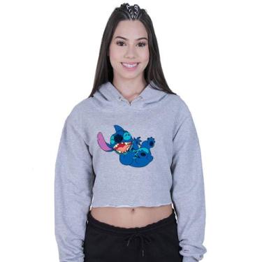 Imagem de Cropped Moletom Feminino Lilo Stitch Sapeca - Lafre, Cinza, G