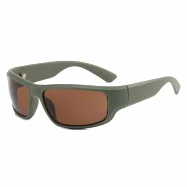 Imagem de Óculos de sol da moda para ciclismo, óculos de sol esportivos femininos, punk, retrô, steampunk, masculino, lentes prateadas, proteção UV400 (verde, marrom)