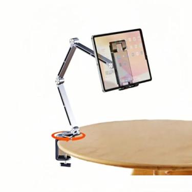 Imagem de Chapter Seven Suporte de tablet para iPad, suporte dobrável de liga de alumínio de 3 seções, com base giratória de 360°, compatível com tela de 4,7 a 16 polegadas, iPad(cinza)