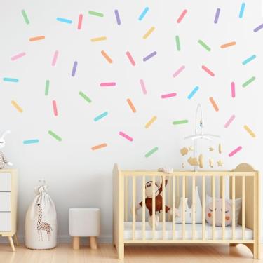 Imagem de Decalques de parede de confetes de 300 peças, adesivos de parede coloridos removíveis, adesivos de parede de borrifar, descascar e colar, papel de parede pastel para sala de aula para decoração de