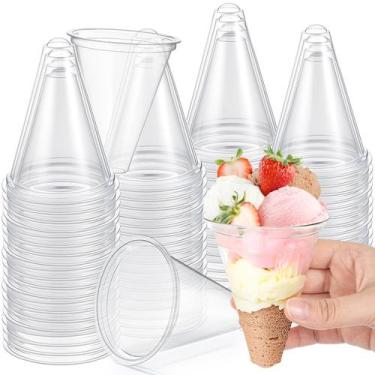 Imagem de Copos descartáveis de plástico para cone de neve de 4 onças (120 mL) -