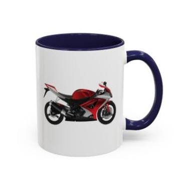 Imagem de SpreadPassion Caneca de café com detalhe de motocicleta – Caneca de cerâmica de 325 ml com design arrojado de motociclista – perfeita para entusiastas de motocicletas (azul-marinho, 325 ml)