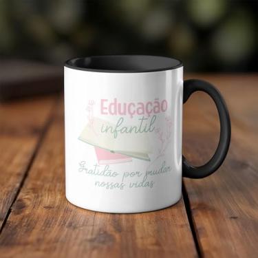 Imagem de Caneca xicara dia dos professores educação infantil 25EI (preto)