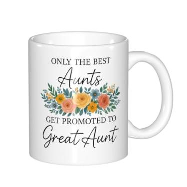 Imagem de Caneca de café engraçada tia presentes Only The Aunts Get Promoted to Great Aunt Caneca, para aniversário, Natal, Dia das Mães, xícara de chá de tias, copo de ano novo, 325 ml, branca