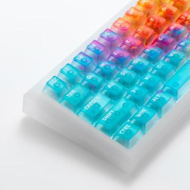 Imagem de Teclas transparentes transparentes brilham através das teclas do teclado mecânico (azul)