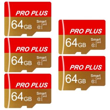 Imagem de Pacote de 5 cartões de memória 64 GB com adaptador, cartão de memória de alta velocidade, UHS-I C10 A1 Memory TF Card for Tablet/Mobile Phone/Camera/Car Audio/Game Console (TF162 64GB-5 Pack)