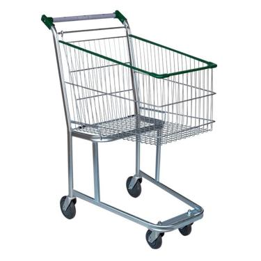 Imagem de Carrinho de Supermercado Compras Tubular Zincado Cesto 90L