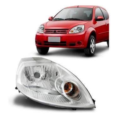 Imagem de Compatível com Ka 08/14 farol cromado direito automotivo, peça de reposição com encaixe ajustado, acabamento resistente, iluminação eficiente, instalação confiável e manutenção veicular durável