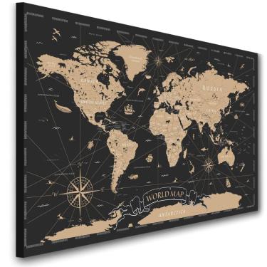 Imagem de Tela Quadro Mapa Mundi Sala Escritorio