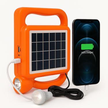 Imagem de Kit Lanterna Led Solar Recarregavel Power Bank Lampada Emergencia Extra Usb Luz Portatil 500ma 5v 1a