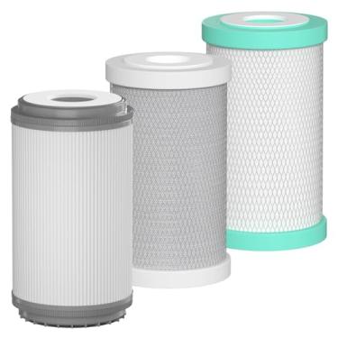 Imagem de Cartuchos de reposição de água RV compatíveis com o sistema de filtro de água GLACIER FRESH RV, filtro de alto fluxo de 0,2 mícron, sedimento "longevidade" e carvão ativado granular "Tasty", 1