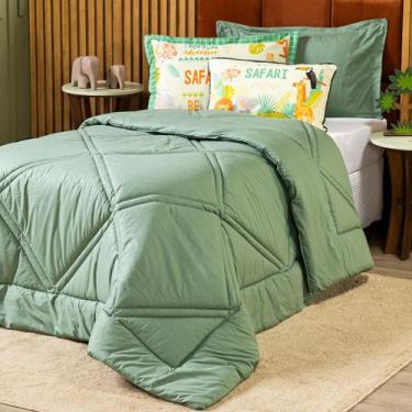 Imagem de Kit Edredom Infantil Safari Verde com Almofada QUEEN 06 Peças - Dupla 