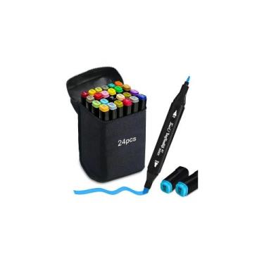 Imagem de Kit 24 canetas touch com ponta dupla com estojo portátil - help toys l