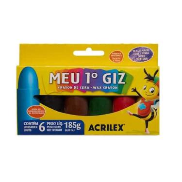 Imagem de Giz de Cera Acrilex Meu Primeiro Giz 6 Cores, 095060000