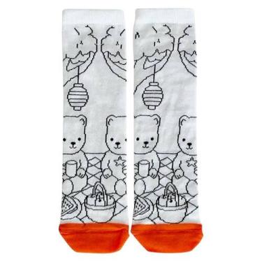 Imagem de Meia Unissex Conde Duck Bobbie Goods com Canetinha REF: 22218, Branco,