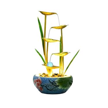 Imagem de XFNVXC Artigos decorativos de casa fonte de água de mesa de ferro forjado criativo mesa cachoeira fonte decorativa - pequena paisagem de água ornamentos da sorte fonte de cachoeira de mesa