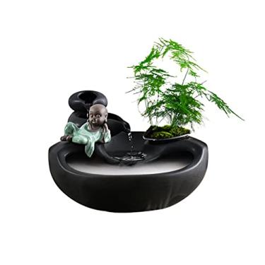 Imagem de Fonte de água de mesa, fonte decorativa de mesa, artesanato de água corrente de cerâmica, presente de coleção de ornamentos de mesa, pode ser usado como um tanque de peixes decoração relaxante fonte