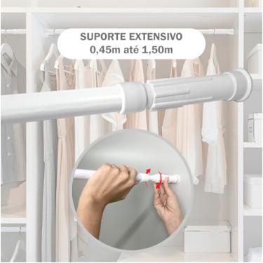 Imagem de varao extensível ajustavel 45cm à 150cm Branco Box Cozinha Janela (135cm à 150cm)