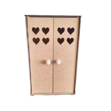 Imagem de armário de boneca Barbie baby alive reborn mdf cru guarda roupa brinde