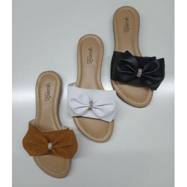 Imagem de Rasteirinhas kit com 3 pares - Yasmin Confort , Preto, Nude, Branco, 3