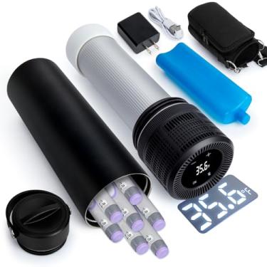 Imagem de Estojo de viagem para refrigerador elétrico de insulina YOUSHARES, refrigerador médico com temperatura display de 35-68 °F com biogel e carregador USB, aprovado pela TSA, portátil para 1 a 7 canetas