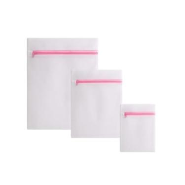 Imagem de Kit Sacos de Lavar Roupas Delicadas com 3 Tamanhos Diferentes, Fechamento com Zíper, Protetor de Lingeries, Peças Finas e Organizador | Tamanhos P M G