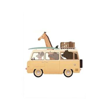 Imagem de Arte De Parede De Animais Para Quarto Infantil Em Lona, Girafa, Elefan